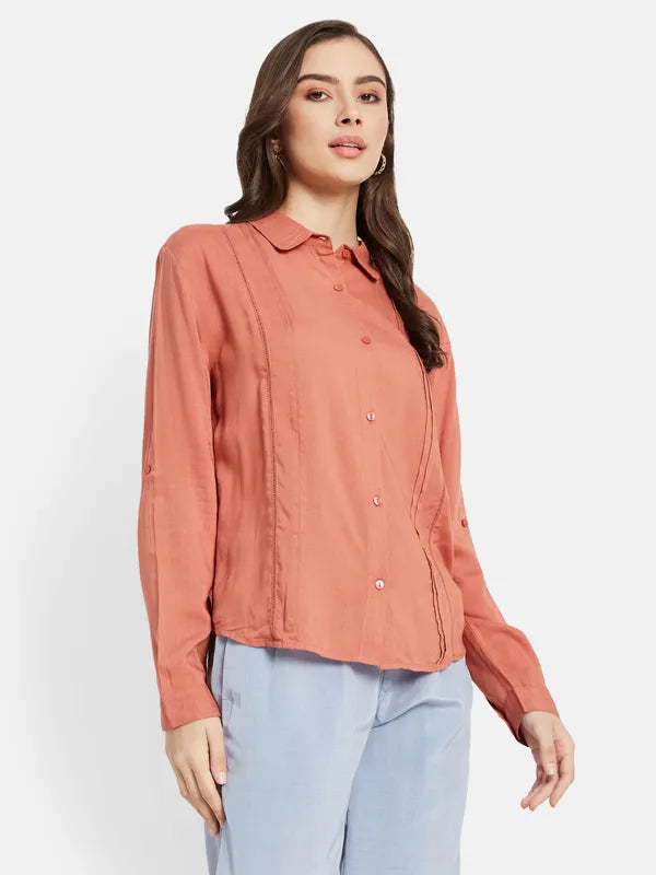 Button Down Shirt With Cuffed Sleeve