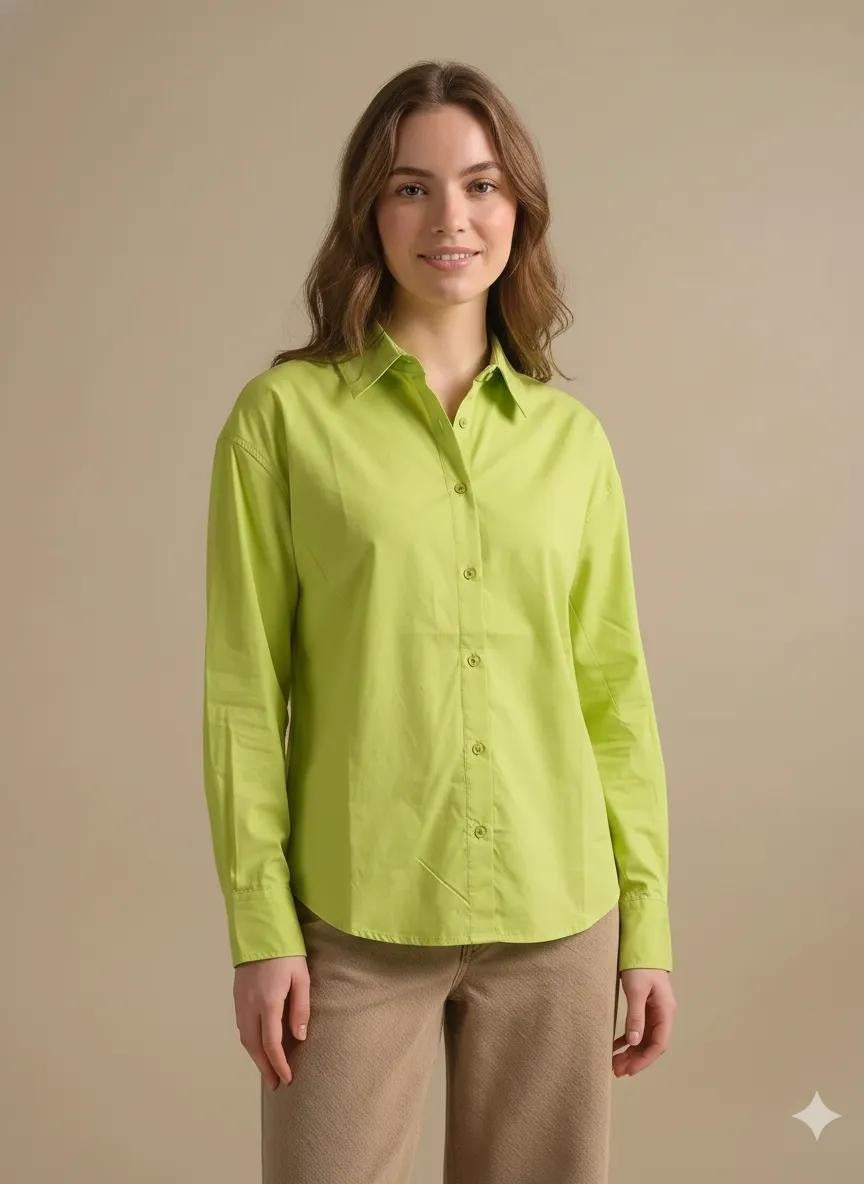 Women Casual Green Shirt