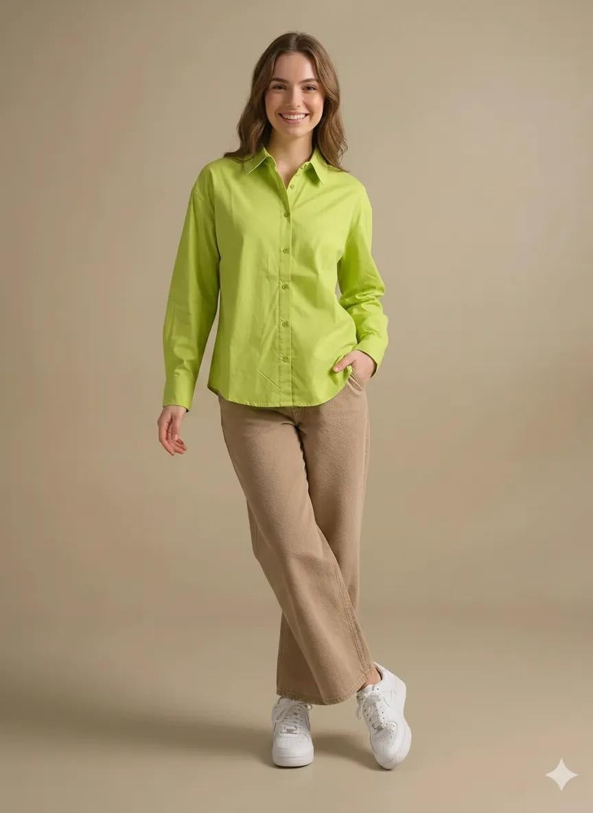 Women Casual Green Shirt