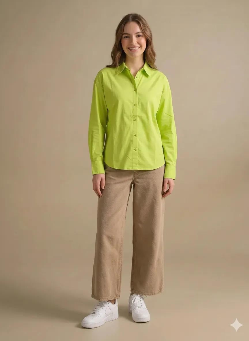 Women Casual Green Shirt
