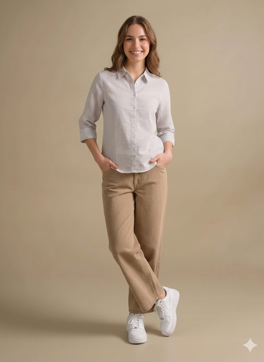 Women Lavender Striped Shirts