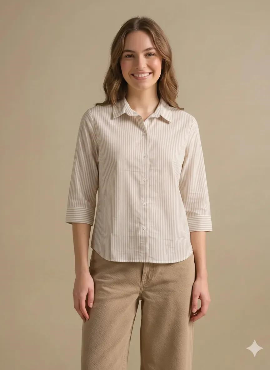 Women Natural Striped Shirts