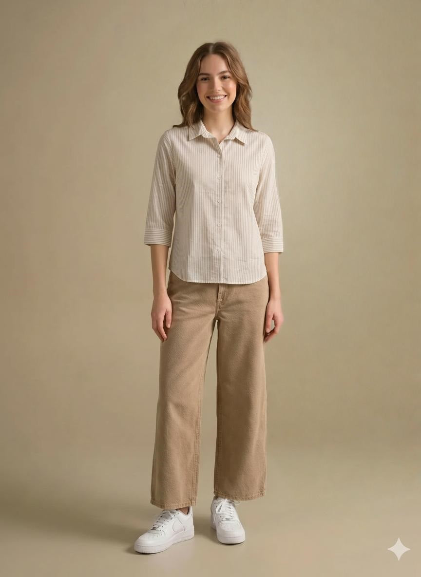 Women Natural Striped Shirts
