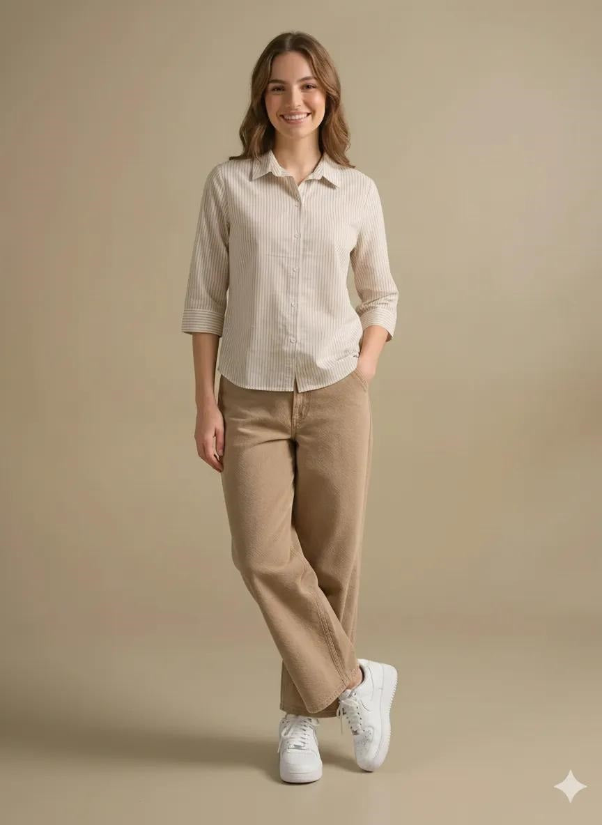 Women Natural Striped Shirts