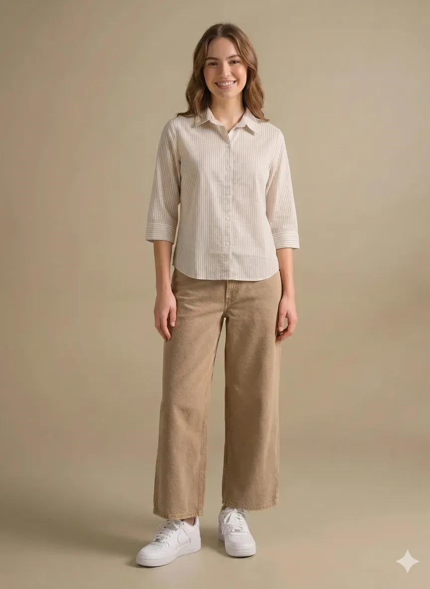 Women Natural Striped Shirts