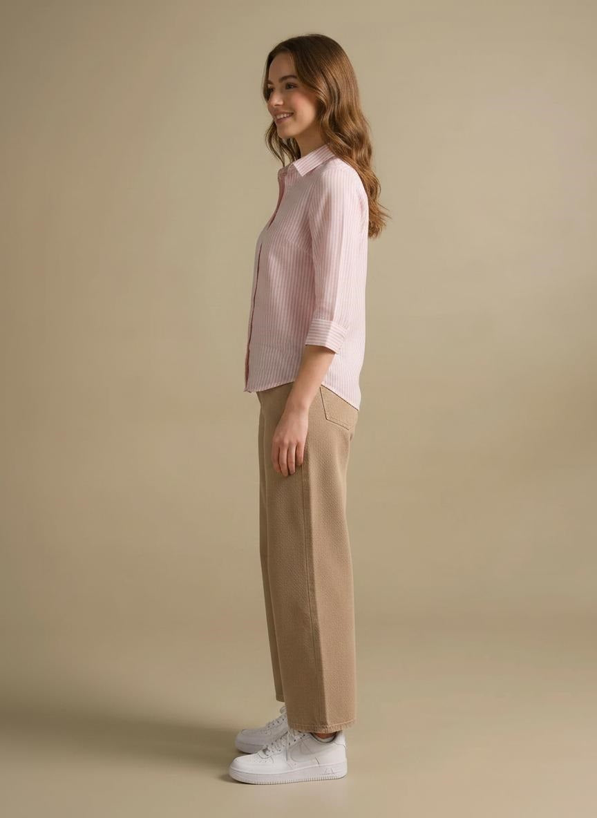 Women Pink Striped Shirts