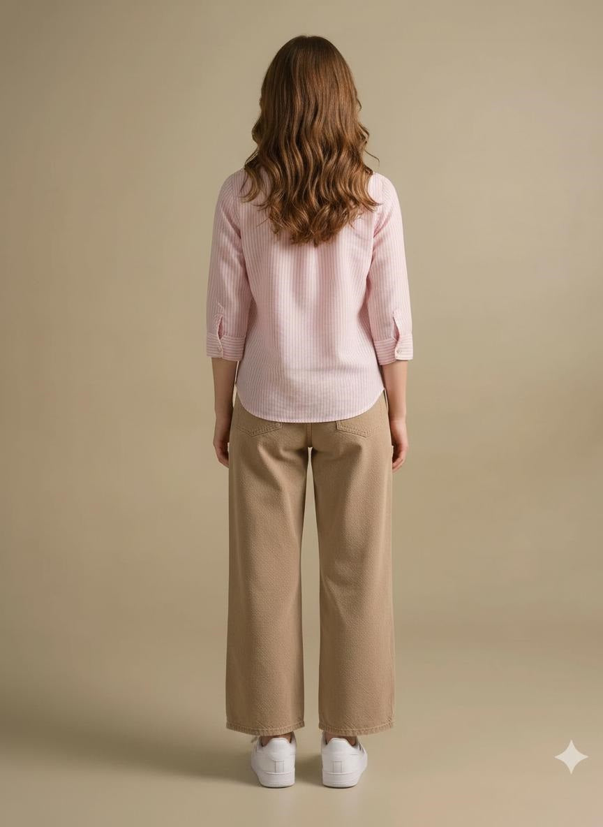 Women Pink Striped Shirts
