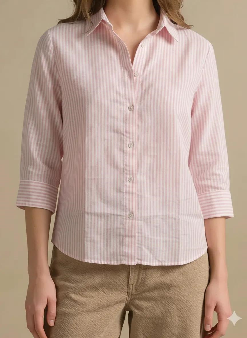 Women Pink Striped Shirts