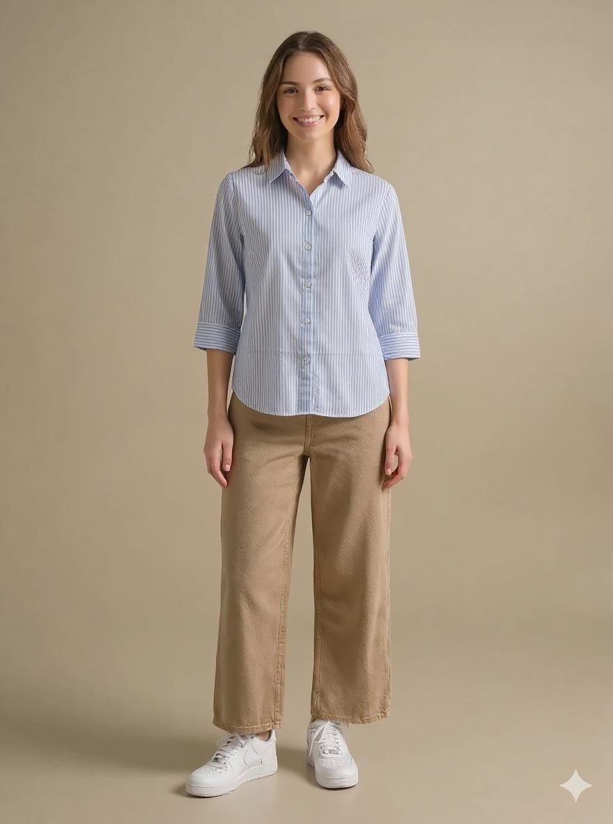 Women Sky Striped Shirts