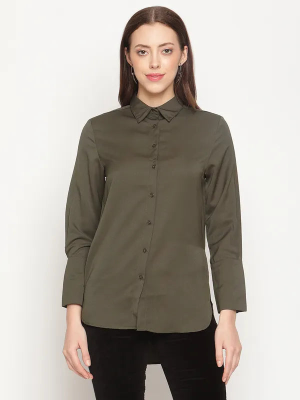 Mettle Women Olive Green Casual Shirt