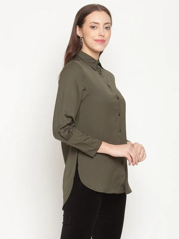 Mettle Women Olive Green Casual Shirt