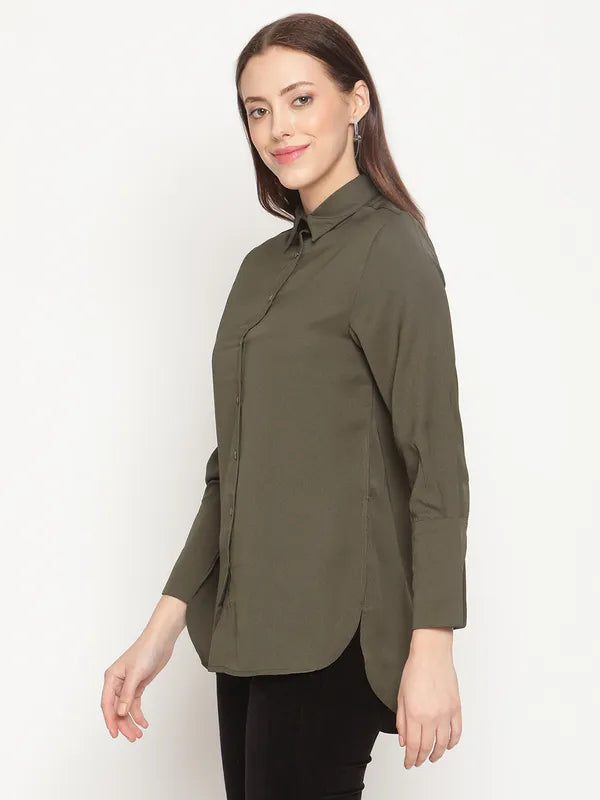 Mettle Women Olive Green Casual Shirt