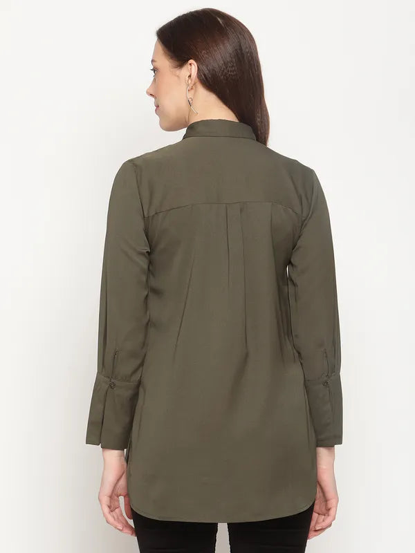 Mettle Women Olive Green Casual Shirt