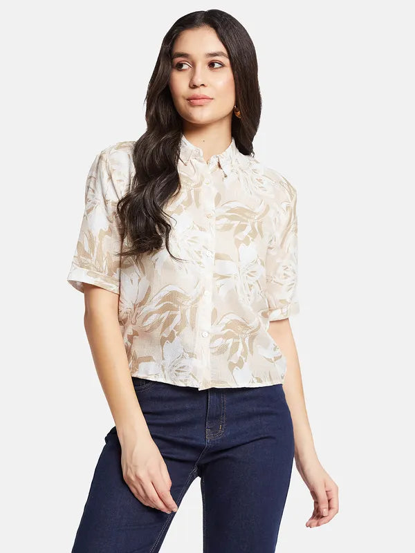 Mettle Women Floral Printed Spread Collar Casual Shirt