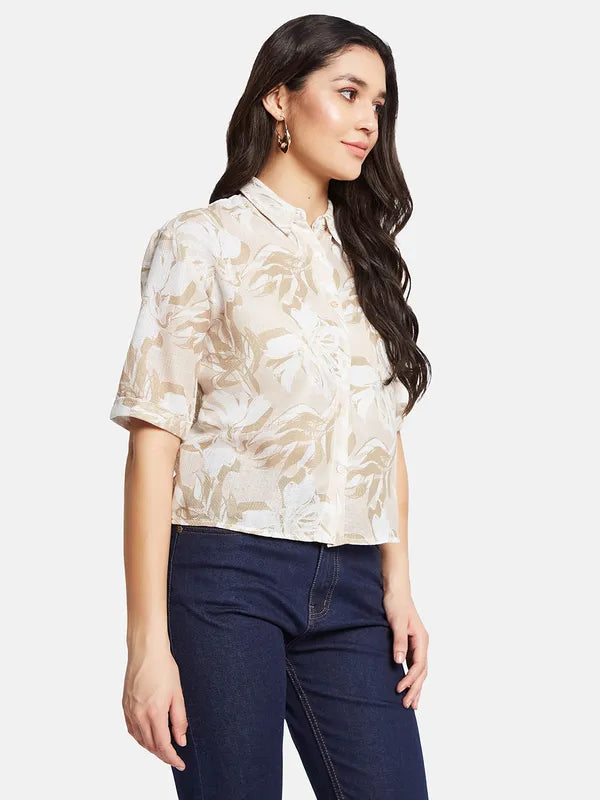 Mettle Women Floral Printed Spread Collar Casual Shirt