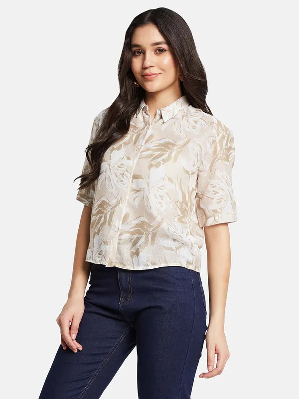 Mettle Women Floral Printed Spread Collar Casual Shirt