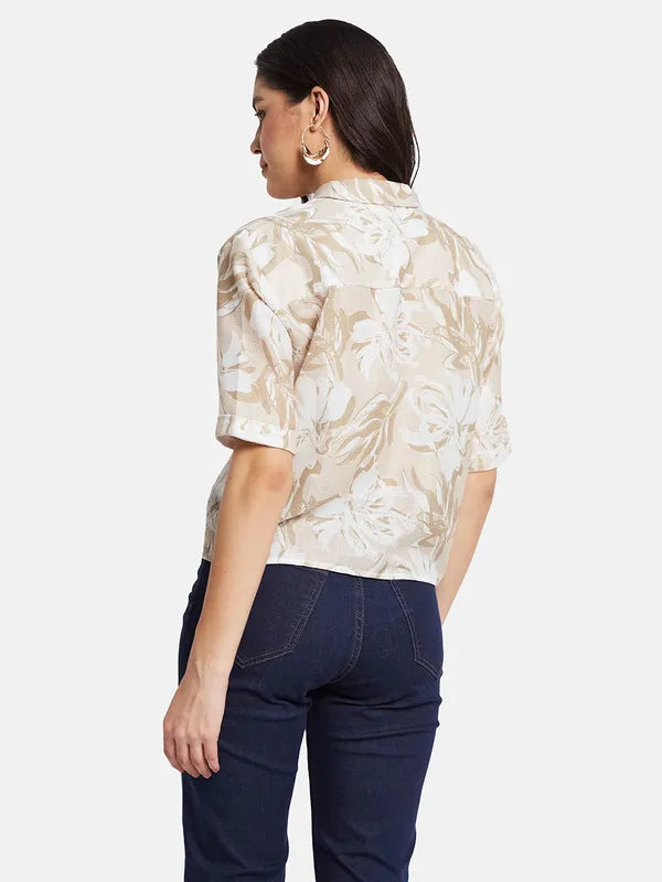 Mettle Women Floral Printed Spread Collar Casual Shirt