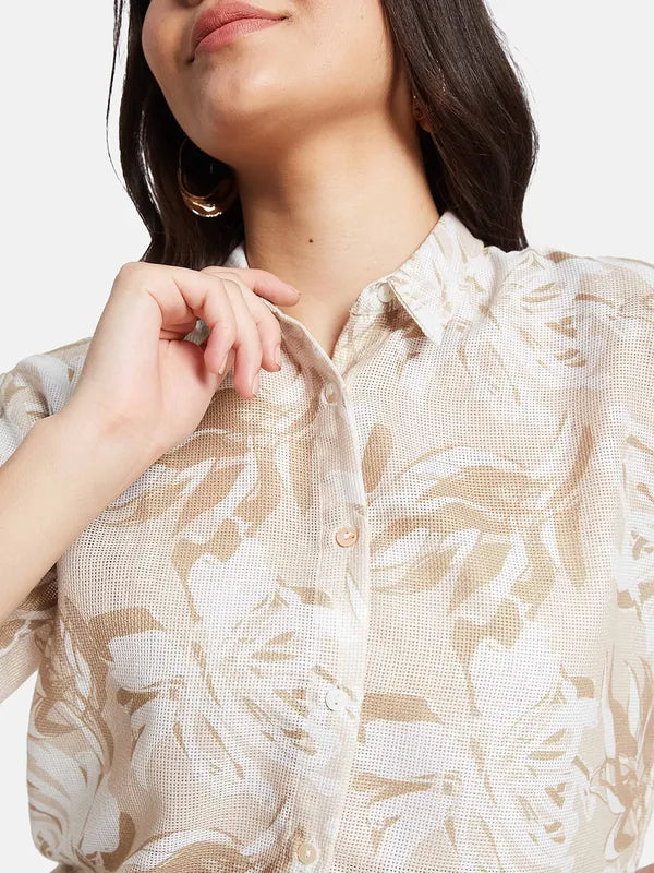 Mettle Women Floral Printed Spread Collar Casual Shirt