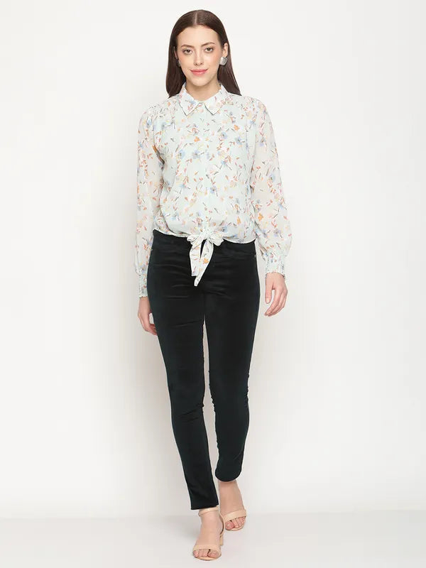 Mettle Women Green Floral Printed Casual Shirt