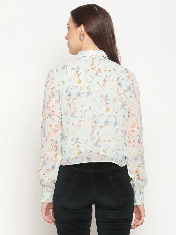 Mettle Women Green Floral Printed Casual Shirt