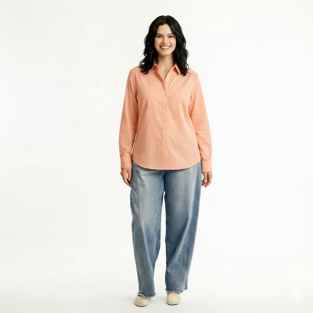 Women Peach Solid Shirts
