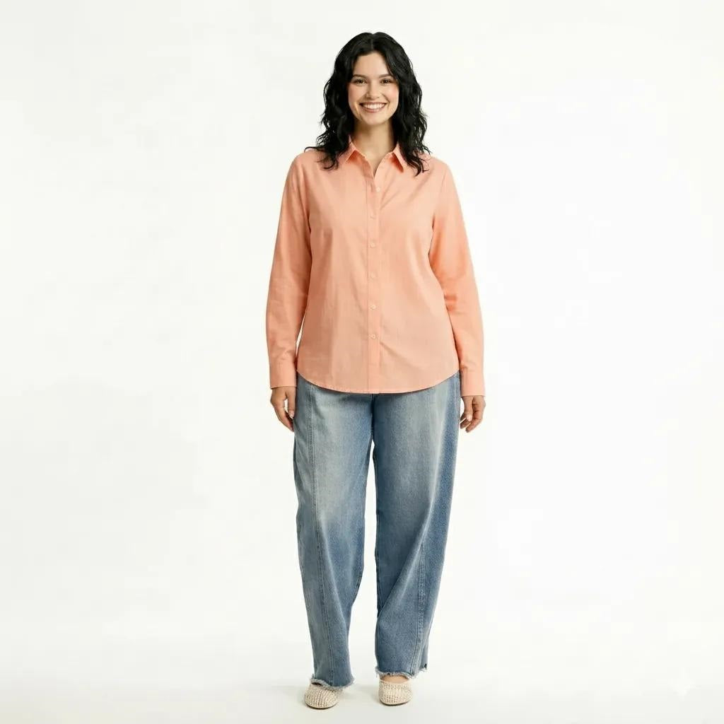 Women Peach Solid Shirts