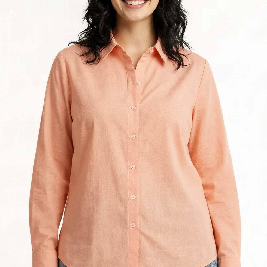 Women Peach Solid Shirts