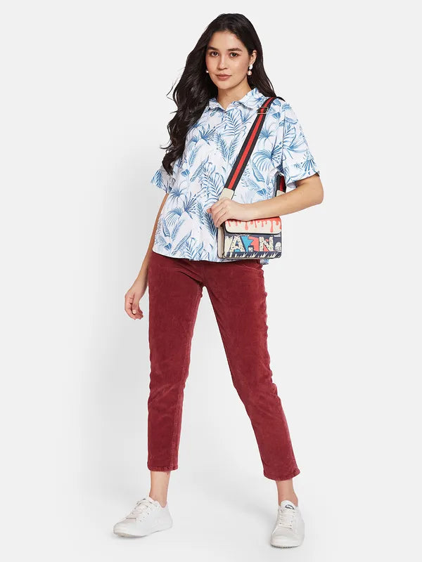 Mettle Spread Collar Opaque Printed Cotton Casual Shirt