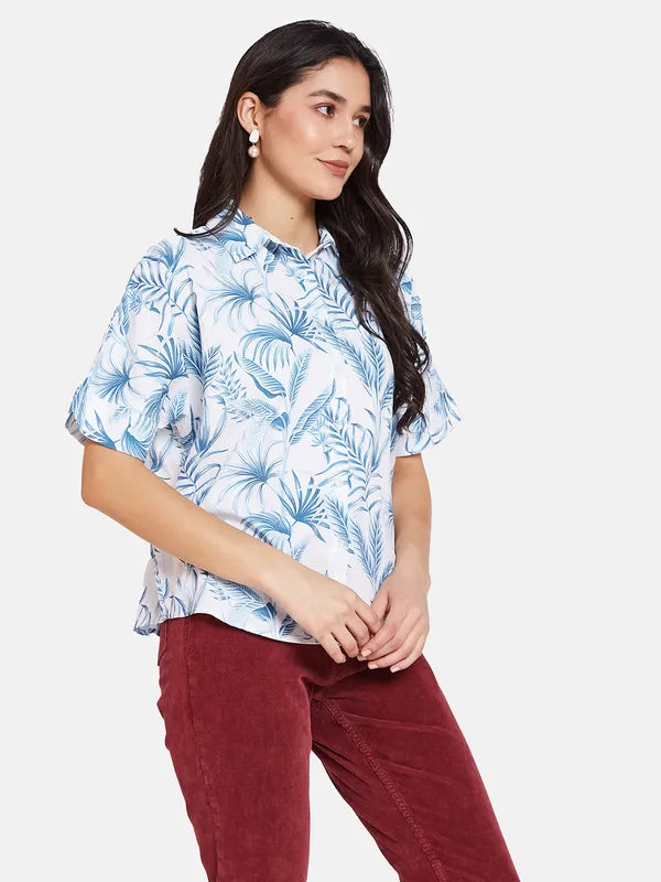 Mettle Spread Collar Opaque Printed Cotton Casual Shirt