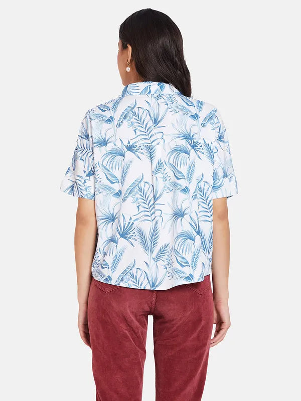 Mettle Spread Collar Opaque Printed Cotton Casual Shirt