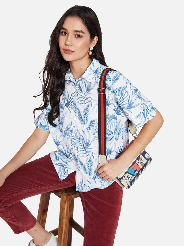 Mettle Spread Collar Opaque Printed Cotton Casual Shirt