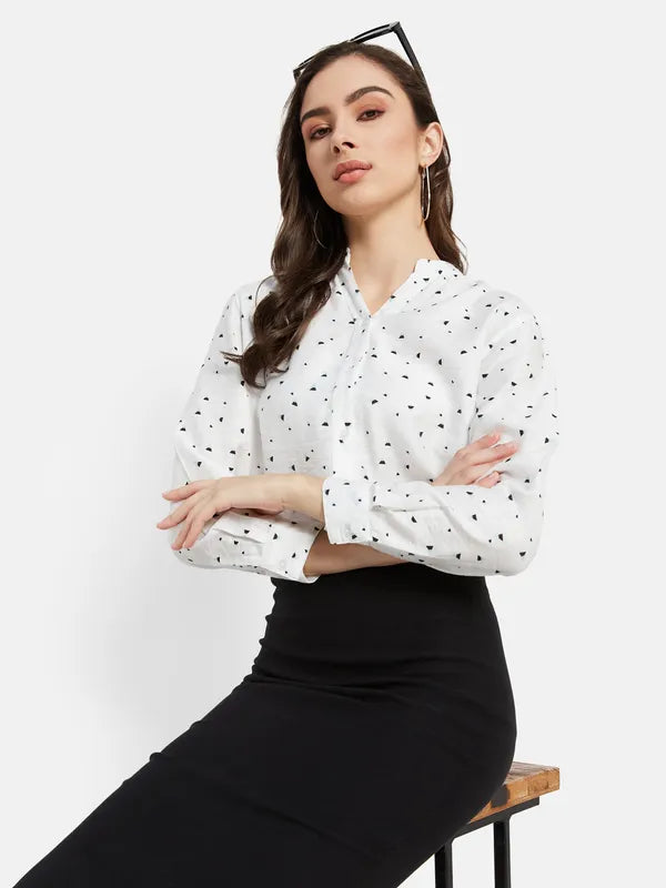 All Over Print Mandarin Collar Shirt