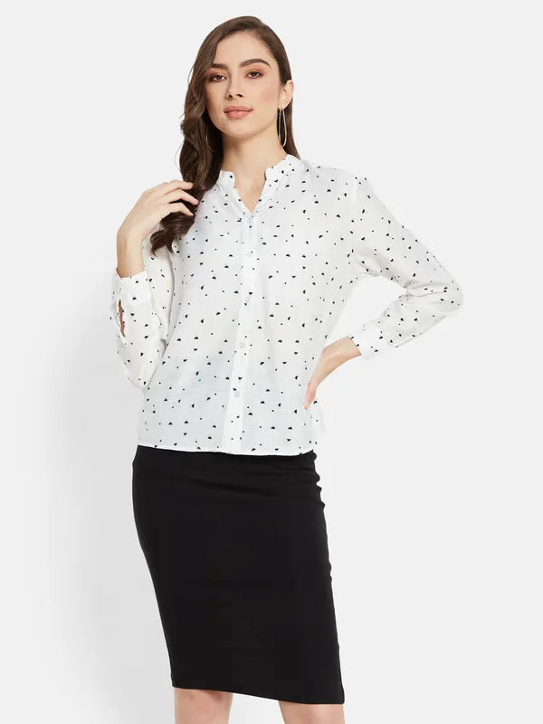 All Over Print Mandarin Collar Shirt