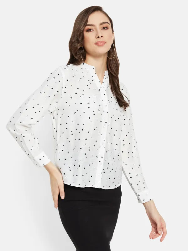 All Over Print Mandarin Collar Shirt