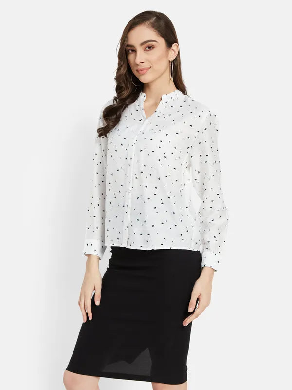 All Over Print Mandarin Collar Shirt