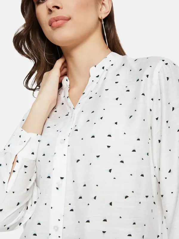 All Over Print Mandarin Collar Shirt