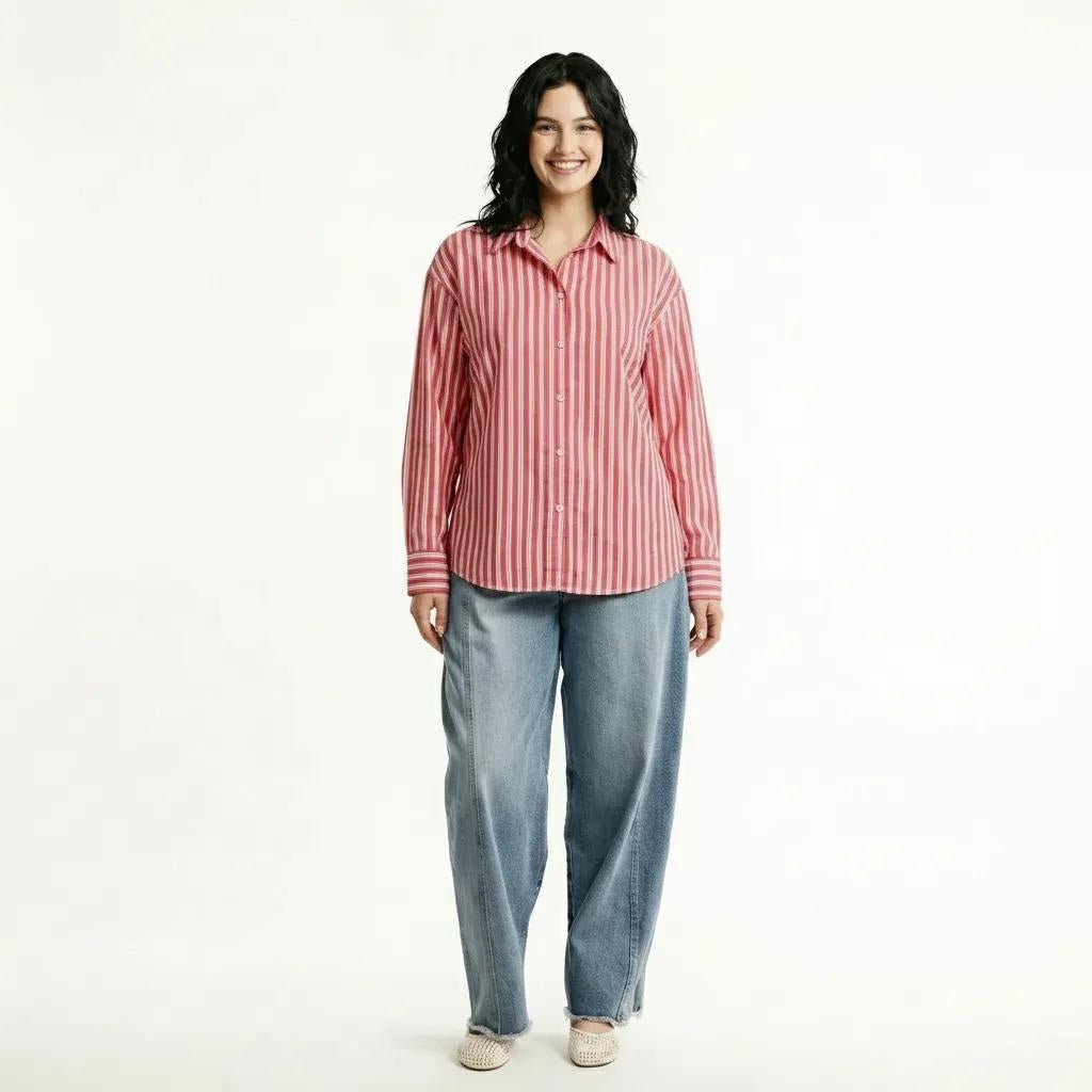 METTLE Women Hot Pink Multi Stripes Striped Casual Shirt