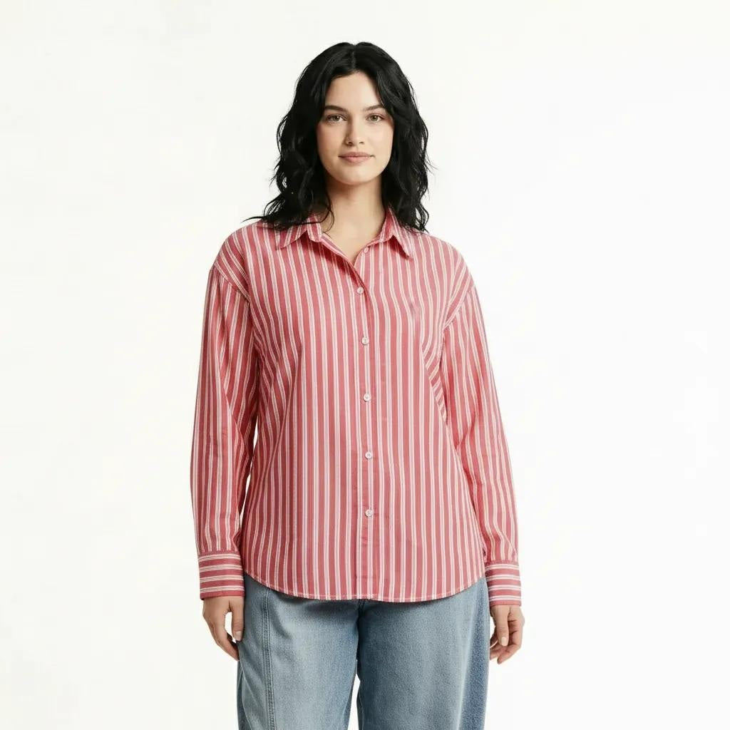 METTLE Women Hot Pink Multi Stripes Striped Casual Shirt
