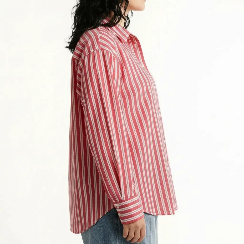 METTLE Women Hot Pink Multi Stripes Striped Casual Shirt
