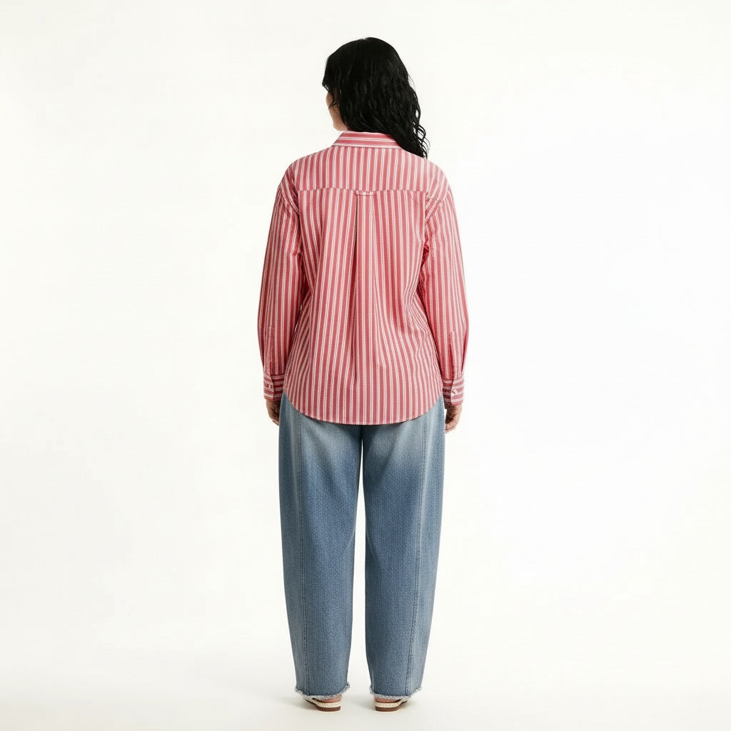 METTLE Women Hot Pink Multi Stripes Striped Casual Shirt