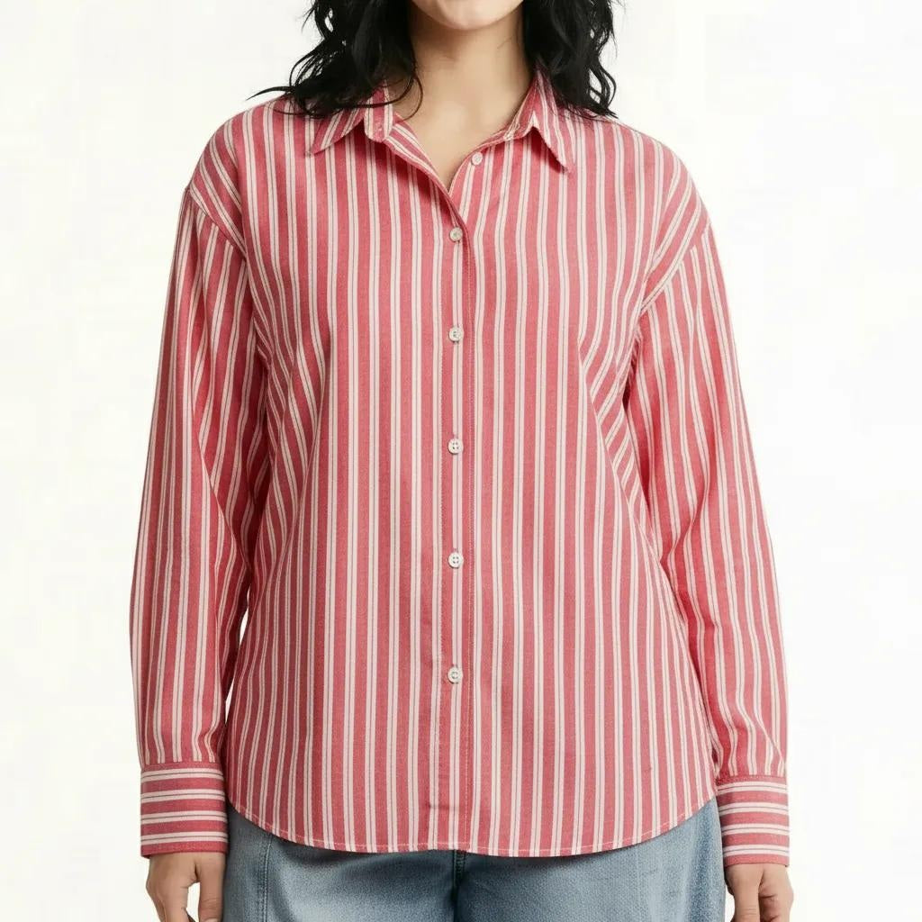 METTLE Women Hot Pink Multi Stripes Striped Casual Shirt