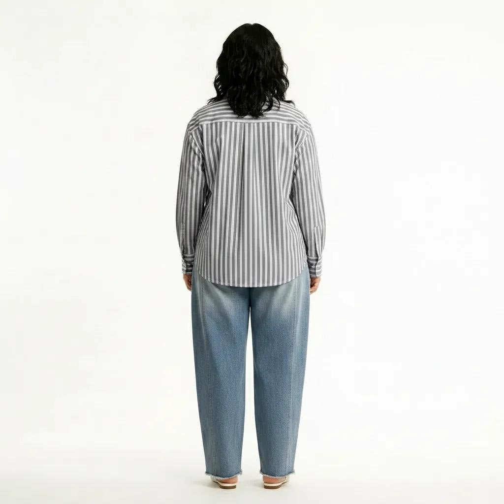 Women Lilac Striped Casual Shirt