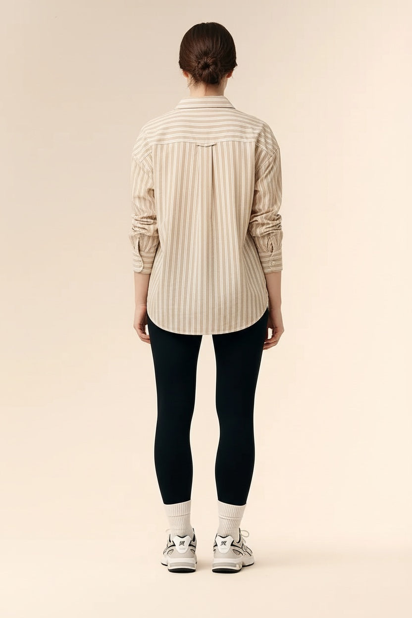 METTLE Women Natural Multi Stripes Striped Casual Shirt