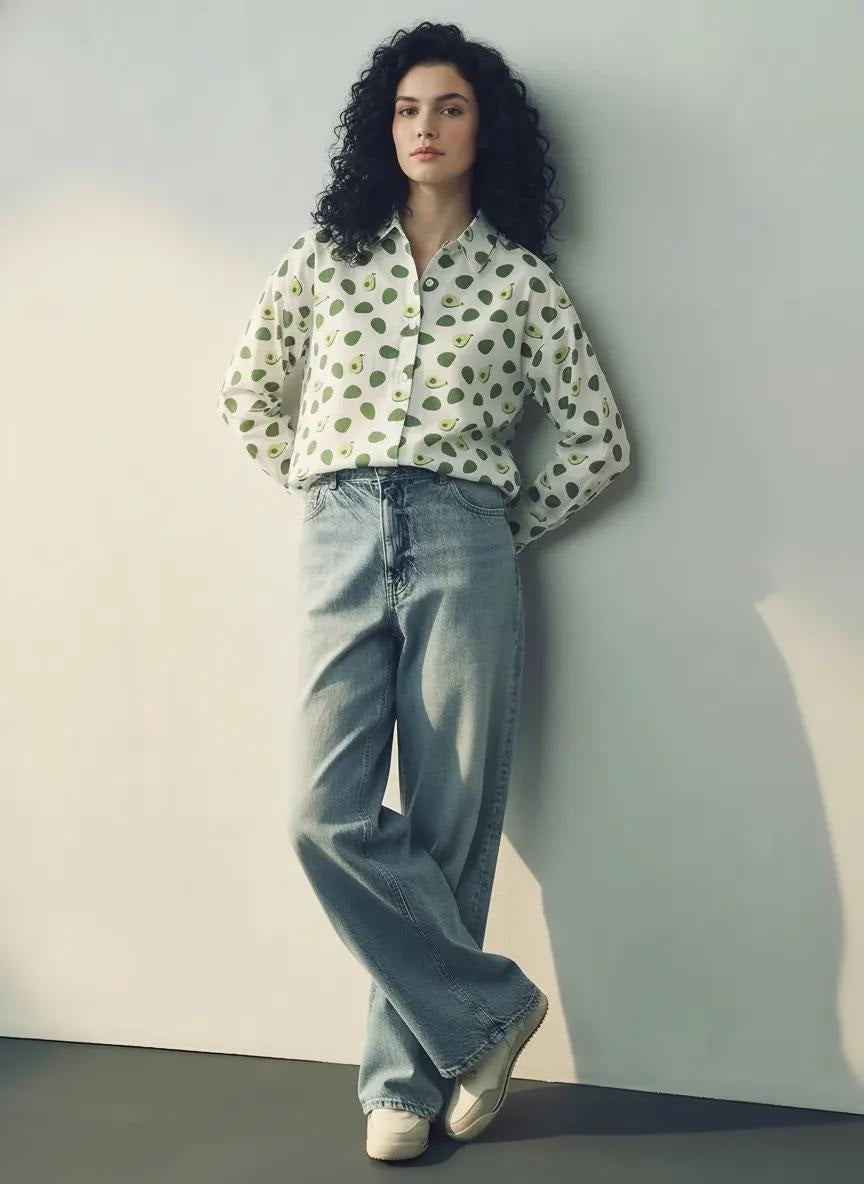 METTLE Women Printed Casual Green Shirt