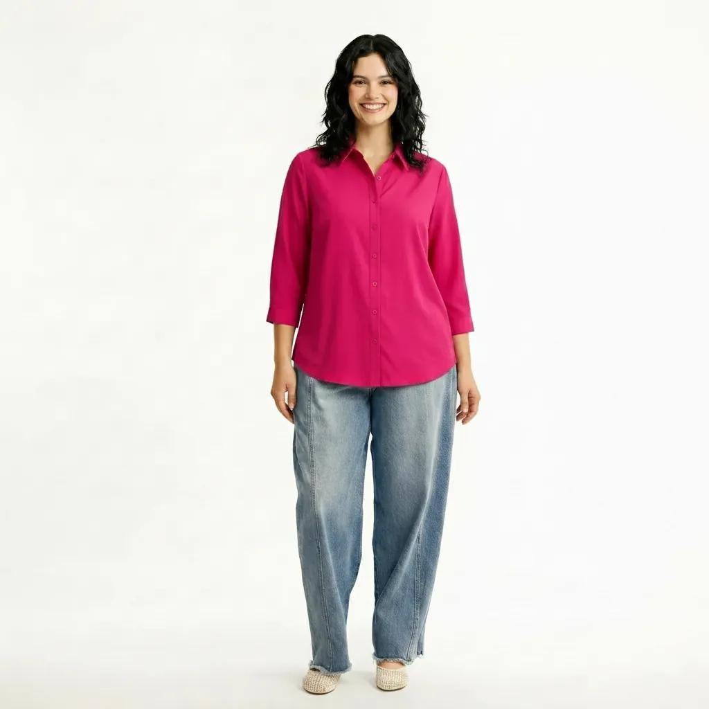 Women Hot Pink Casual Shirt