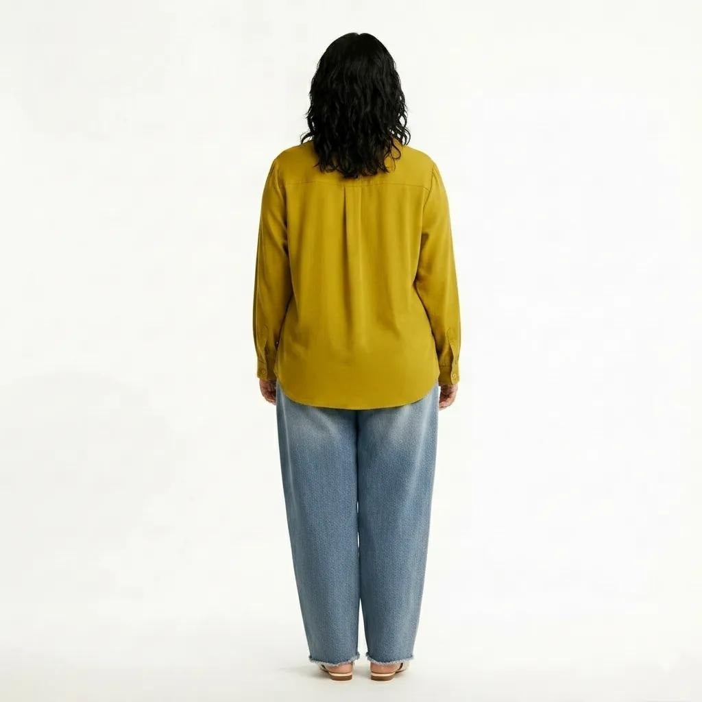 Women Paradise Spread Collar Long Sleeves Cotton Shirt