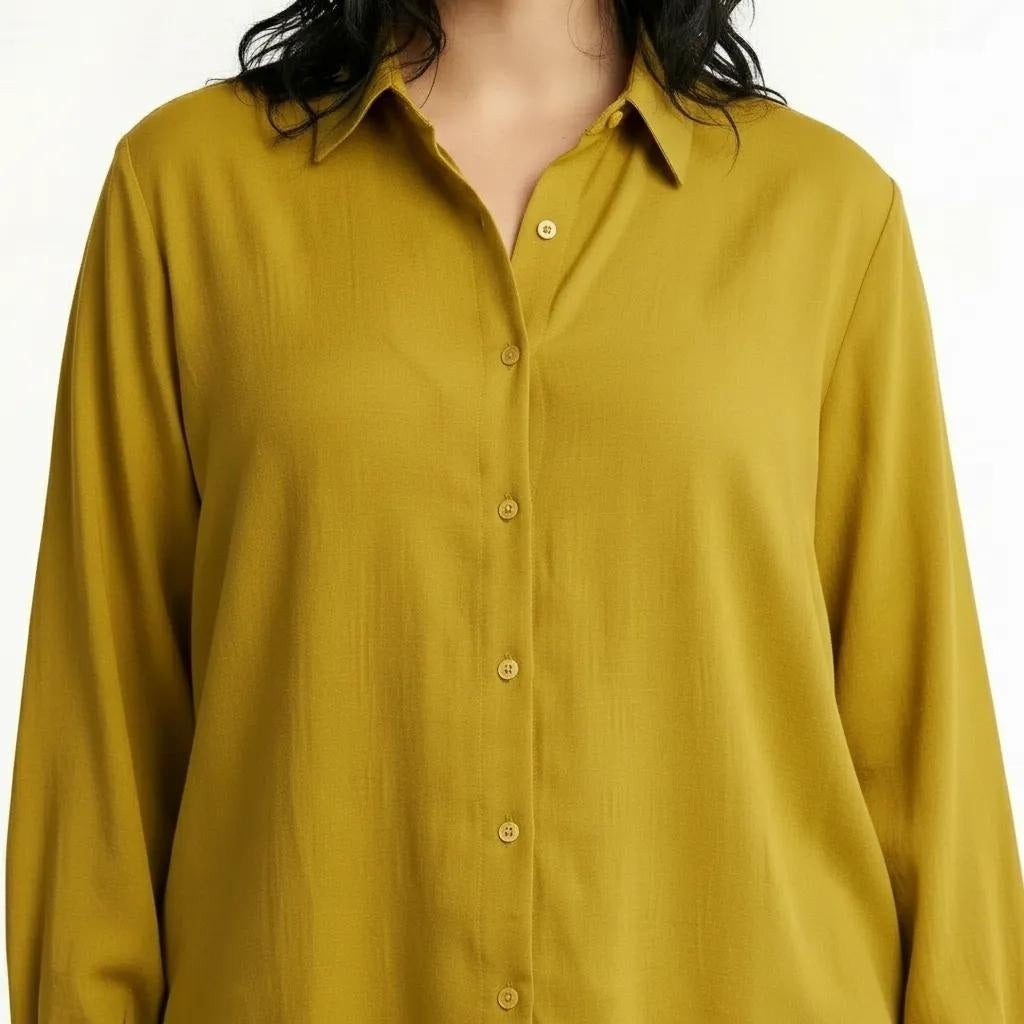 Women Paradise Spread Collar Long Sleeves Cotton Shirt