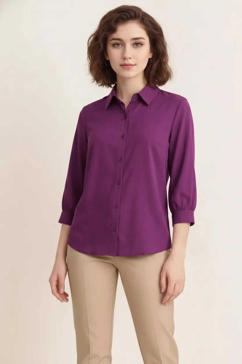 Spread Collar Cotton Shirt