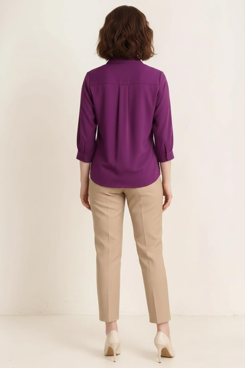 Spread Wine Collar Cotton Shirt
