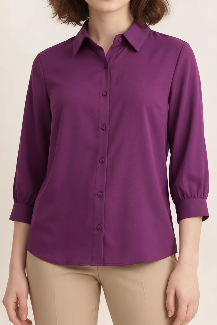 Spread Collar Cotton Shirt